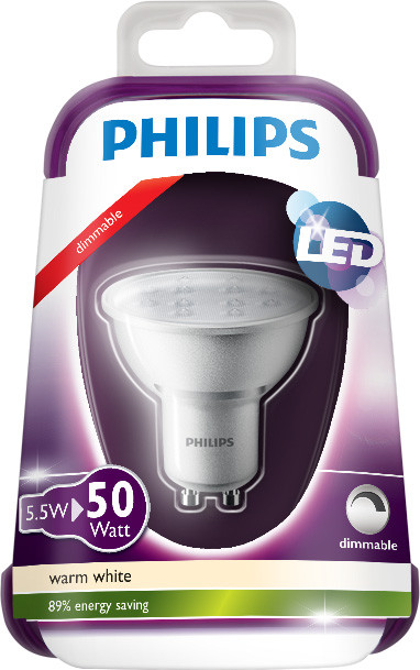 Philips LEDbulb 5.5-50W WW GU10 36D D